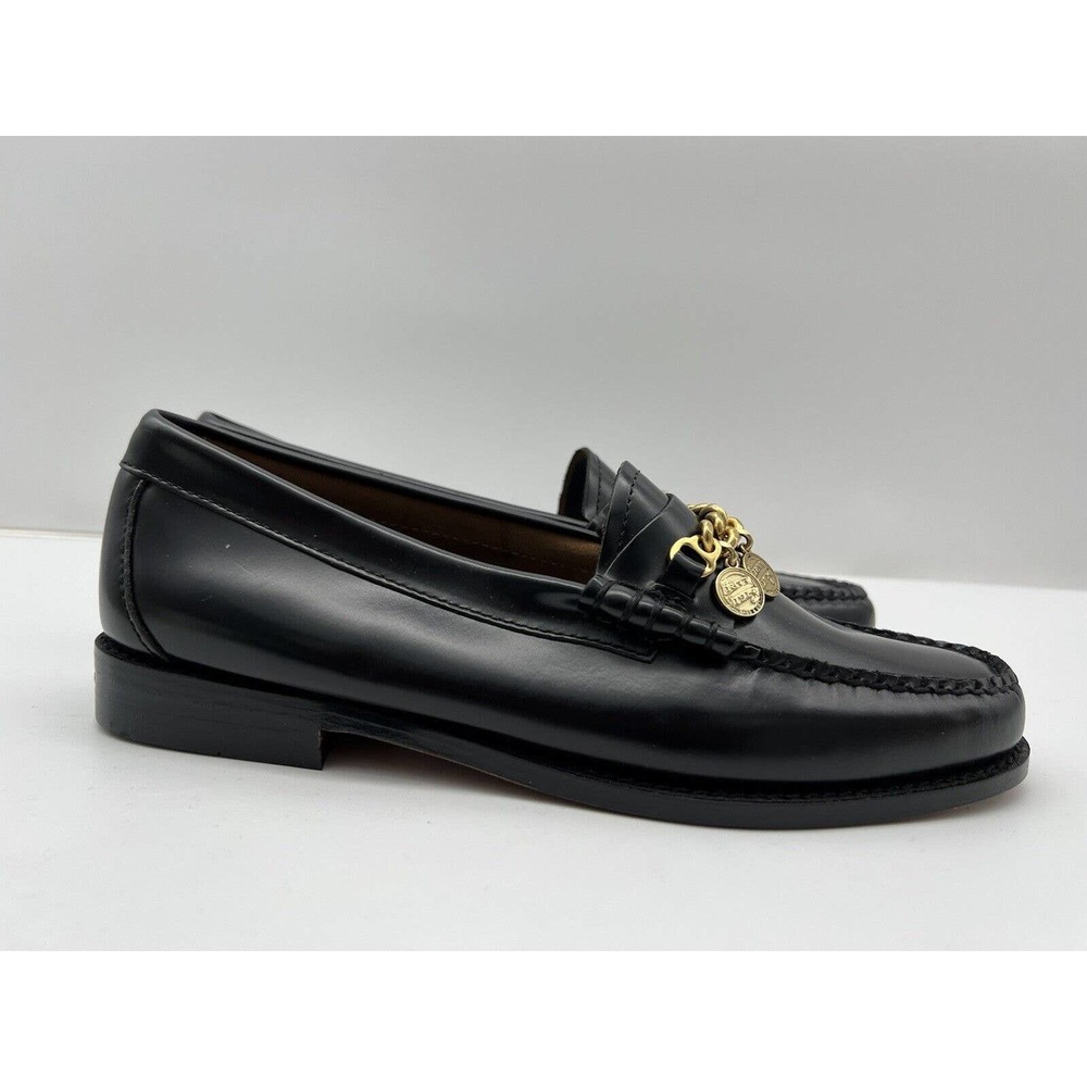 New Anthropologie Bass Charm Penny Laofers Womans Size 8 Medium Black Slip On - Picture 7 of 11